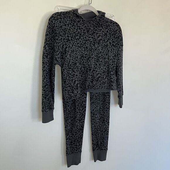 Old Navy girls 10/12 leopard print comfy sweats sweatshirt hoodie sweatpants - Picture 7 of 14
